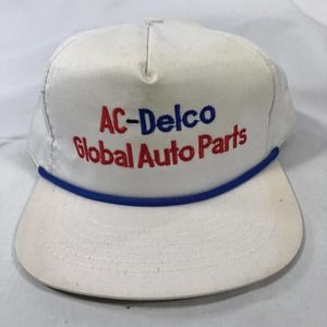 VINTAGE AC-DELCO GLOBAL AUTO PARTS HAT CAP ADJUSTABLE ONE SIZE FITS MOST ROPE